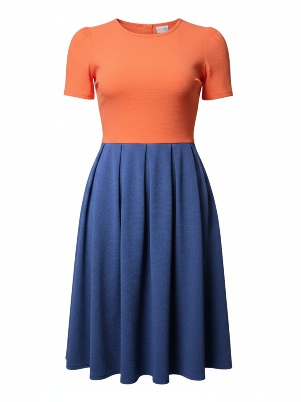 LULAROE | Amelia Dress Stretchy Coral Blue Colorblock‎ Pleated Midi Pockets | XL